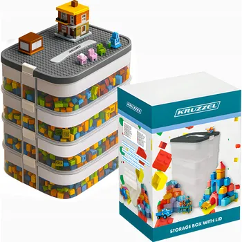 Úložný box Úložný box s víkem Kruzzel 25758, vícekomorový, s rukojetí, 4 přihrádky, 29 l