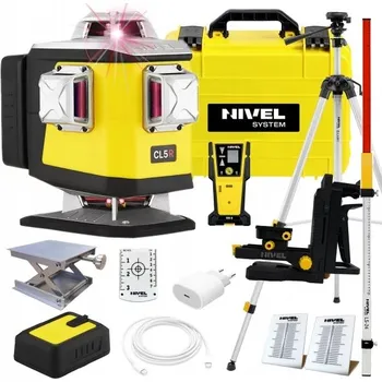 Měřící laser NIVEL SYSTEM CL5R ČERVENÝ KŘÍŽOVÝ LASER s Bluetooth + STATIV + SENZOR + TERČÍK
