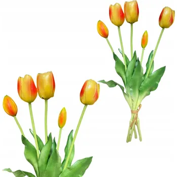 umělá květina GUMOVÁ KYTICE TULIPÁNŮ ŽLUTÁ TULIPÁNY REAL TOUCH KYTICE KVĚTINY JAKO ŽIVÉ
