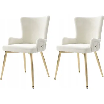 Jídelní židle Jídelní židle Velvet 2 ks, čalouněné, béžové, zlaté nohy, luxusní