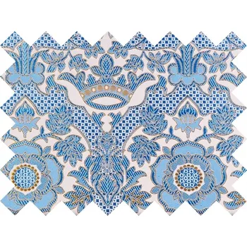 HEDVA ČESKÝ BROKÁT Vzorek brokátu 5x10cm 51056 PĚTILISTÁ RŮŽE S KORUNKOU bílá | 70