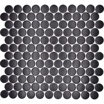 Obklad Keramická mozaika, keramické obklady kolečka černá matná