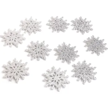 Stuha Vánoční filcová vločka s glitry Ø40 mm, malé, 3 stříbrná