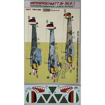 Plastikový model KORA Models 1/72 Decals Bf 110E-1 Sonderkommando Junck in Iraq