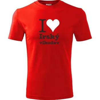Chlapecké tričko Červené dětské tričko I love Irský vlkodav - dárek pro malého pejskaře / pejskařku - barva červená - velikost 12let