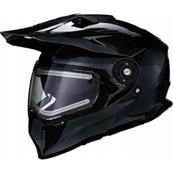 Helma na motorku MOTOCYKLOVÁ PŘILBA ENDURO VCAN H331 ČERNÁ LESKLÁ S VIZOREM A SLUNEČNÍ CLONOU VEL L