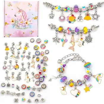 dětská sada na výrobu šperků Dárková dětská kreativní sada šperků s korálky a přívěsky Jednorožec Topbeads pro holky