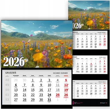 Kalendář TRÍDÍLNÝ NÁSTĚNNÝ KALENDÁŘ 2026 - KRAJINA, PŘÍRODA, Malebné LOUKY (VZOR)