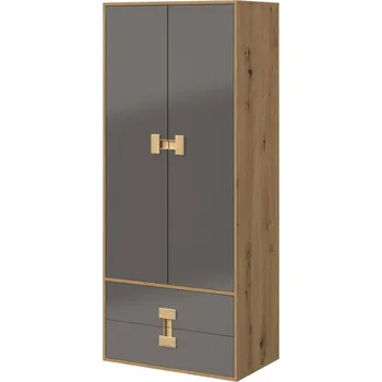 Dětská skříň Max-i Šatní skříň BREYSTON 1 do dětského pokoje | dub artisan / šedý lesk