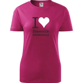 Purpurové dámské tričko I love Jezevčík hladkosrstý - dárek pro pejskařku - barva purpurová - velikost XL