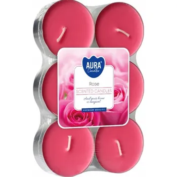Svíčka Čajová svíčka parafinová Růže Aura 6 ks