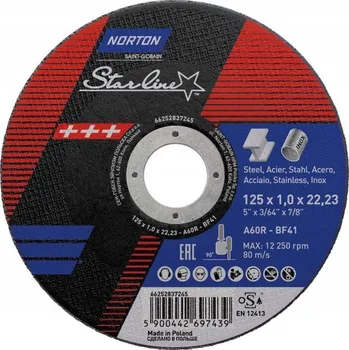 Řezný kotouč Řezný kotouč na kov Norton Starline 125x1,0 mm