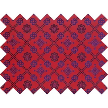 HEDVA ČESKÝ BROKÁT Vzorek brokátu 5x10cm 51323 KOSOČTVEREC S ROZETAMI červená | 33