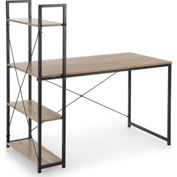 Psací stůl Praktický psací stůl s policemi do kanceláře nebo pracovny Narvik - Halmar Dub Sonoma / Černá 120x120 cm