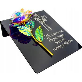 Smuteční dekorace DEKORACE na hrob S GRAVÍROVÁNÍM HŘBITOVNÍ SVÍČKA podstavec na hřbitov STABILIZOVANÁ RŮŽE