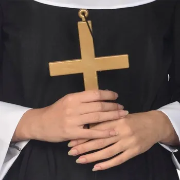 Náhrdelník Náhrdelník Kříž Kněz Jeptiška Halloween 23 cm