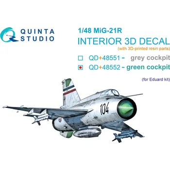 Plastikový model Quinta studio 1/48 MiG-21R (green panels) 3D-Pr.&col.Int. (EDU)