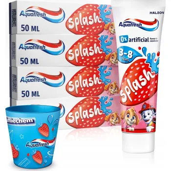 zubní pasta Aquafresh Splash Zubní pasta s fluoridem pro děti 3-8 let 4x50ml