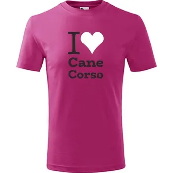 Chlapecké tričko Purpurové dětské tričko I love Cane Corso - dárek pro malého pejskaře / pejskařku - barva purpurová - velikost 10let