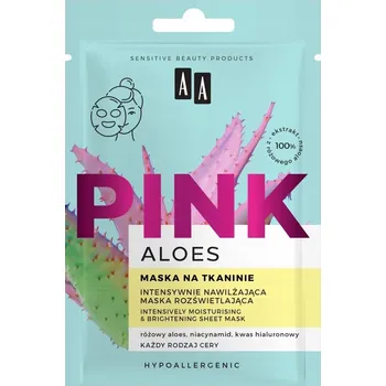 Pleťová maska AA Aloe Pink Intenzivně hydratační a rozjasňující maska na obličej v plátýnku 18 ml