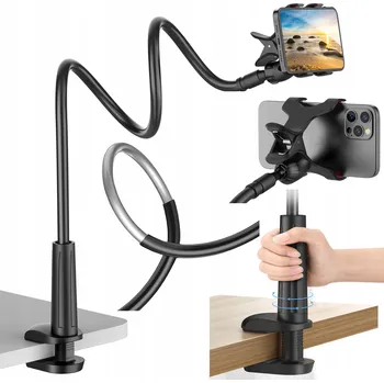 DRŽÁK NA TELEFON STOJAN STATIV FLEXIBILNÍ SILNÝ DO POSTELE NA STŮL ČERNÝ 80cm