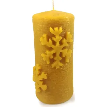 Svíčka Svíčka z včelího vosku - Válec s vločkou