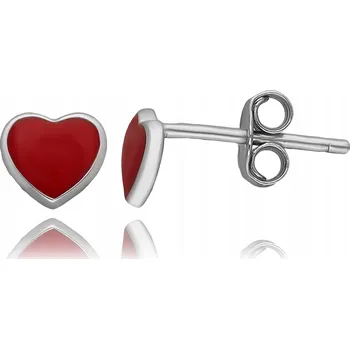Náušnice STŘÍBRNÉ NÁUŠNICE DĚTSKÉ ČERVENÁ SRDÍČKA