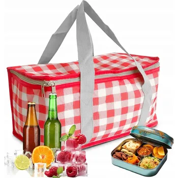 Termotaška Velká skládací 14l Na nákupy piknik pláž Červená barva