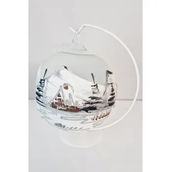 Vánoce Skleněná baňka se zimní krajinou a prostorem pro svíčku 20x17x17 cm