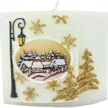 Svíčka SVÍČKA ELIPSA 12CM BÍLÁ ECRU ZIMNÍ OKNO LED