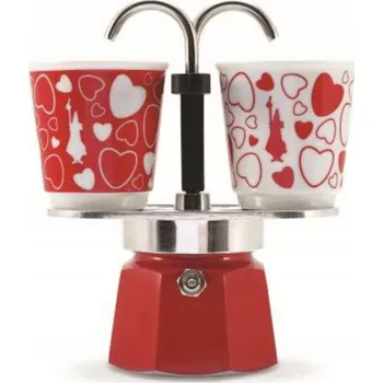 Moka konvice Bialetti Sada Mini Express Moka konvička + 2 hrníčky Srdce 90ml