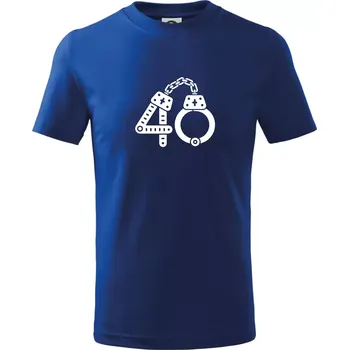 Narozeninové tričko pro policajta - pouta 40 - Tričko dětské bavlněné - 98 cm / 2 roky ( Královská modrá )