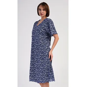 Dámské noční prádlo Dámská noční košile Miriam s krátkým rukávem - bavlněná, tmavě modrá 4XL i232_10166_55455957:tmavě modrá 4XL