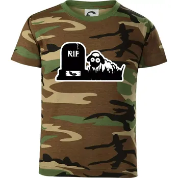 Chlapecké oblečení RIP - Náhrobek - Jitrnice - Ovečka - Dětské maskáčové triko - 134 cm/8 let ( Hnědý maskáč )