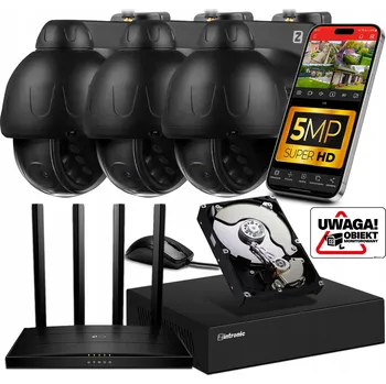 IP kamera Sada WiFi MONITORINGU 3 Otočné KAMERY 5MPx AUDIO, ČERNÁ