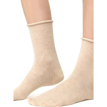 Pánské ponožky DÁMSKÉ PONOŽKY S KAŠMÍREM 083 béžová melanž 35-37