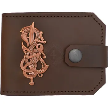 Brož Mythrojan Kožená peněženka s vikingským hadem, odlévaná metodou ztraceného vosku