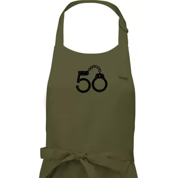 Kuchyňská zástěra Narozeninové tričko pro policajta - pouta 50 - Dámská zástěra na vaření - Univerzální velikost ( Khaki )
