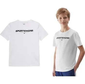 Chlapecké tričko 4F dětské tričko bílé bavlna velikost 146