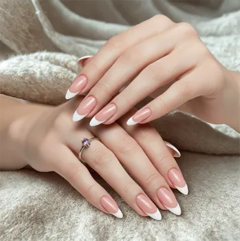 Umělé nehty Umělé nehty Bellezza mandlového tvaru french 24 ks