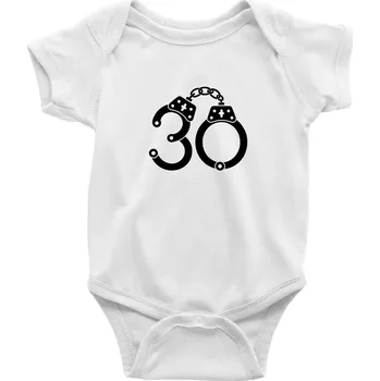 Kojenecký body Narozeninové tričko pro policajta - pouta 30 - Body kojenecké s krátkým rukávem - Krátký r. 18-24 měs ( Bílá )