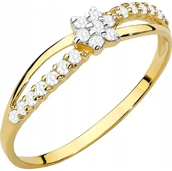 Prsten ZLATÝ ZÁSNUBNÍ PRSTÝNEK ryzost 585 14k se Zirkony vel. 11