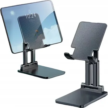 STOJAN NA TABLET / TELEFON, NASTAVITELNÝ, SILNÝ, ČERNÝ, NA STŮL