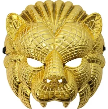 Karnevalová maska Zlatá zvířecí maska lev plastový obličejový kryt s nastavitelnými gumičkami Halloweenský kostým Cosplay karnevalová strašidelná party