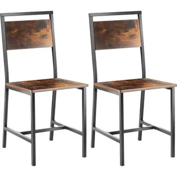 Sada 2 jídelních židlí VEVOR, dřevěné židle ke stolu s kovovým rámem a opěradlem, snadno sestavitelná kožená boční židle, moderní farmářská židle z ořechového dřeva do kuchyně a obývacího pokoje, rustikální hnědá a černá