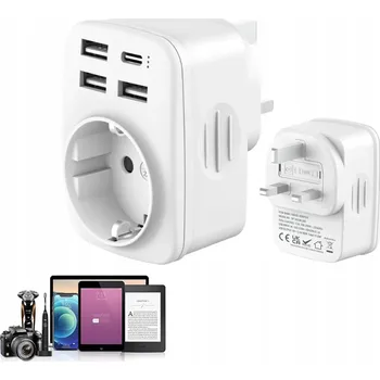 CESTOVNÍ ADAPTÉR UK DUBAJ 5V1 ADAPTÉR BRITSKÁ ZÁSUVKA ZÁSTRČKA