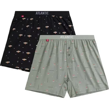 Boxerky Atlantic Sada pánských vzorovaných boxerek - 2 ks 2MBX-075 A'2 S-2XL Velikost: XXL, Barva: černá/khaki