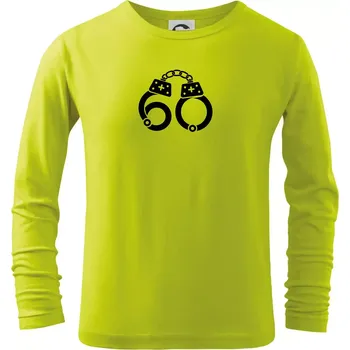 Chlapecké oblečení Narozeninové tričko pro policajta - pouta 60 - Triko dětské Long Sleeve - 158 cm/12 let ( Limetková )