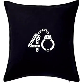 Polštář Narozeninové tričko pro policajta - pouta 40 - Polštář 50x50 - 50x50 - Pouze potah ( Černá )