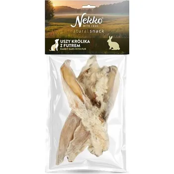 Pamlsek pro psa Psí Pamlsek Přírodní Nekko Kousací tyčinka Uzené králičí uši s kožešinou 5 ks